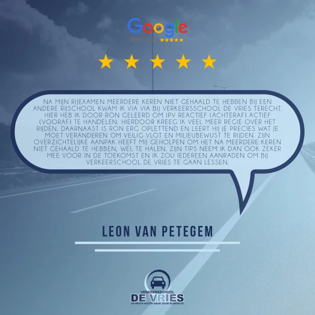 Deze prachtige review van één van de bij Verkeersschool De Vries geslaagde leerlingen maakt ons natuurlijk enorm trots!

#rijles #rijbewijs #rijopleiding #rijopleidingen #rijlessen #autorijles #autorijschool #rijschool #verkeersschool #auto #autos #rismethode #denhaag #zoetermeer #rijswijk #leidschendam #voorburg #delft #scheveningen #autisme #adhd
